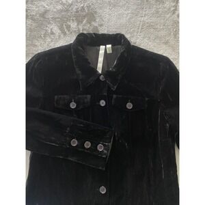 Debra‎ deRoo Jacket Womens Petite Small Black Velvet Silk Blend Steampunk Goth